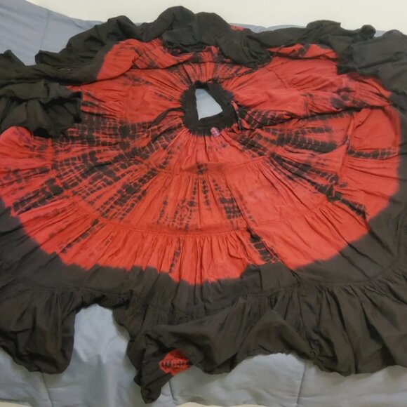 Renaissance Boho Hippie Indie Gypsy Tie Dye Long Maxi Crinkle Skirt EUC - Picture 2 of 9